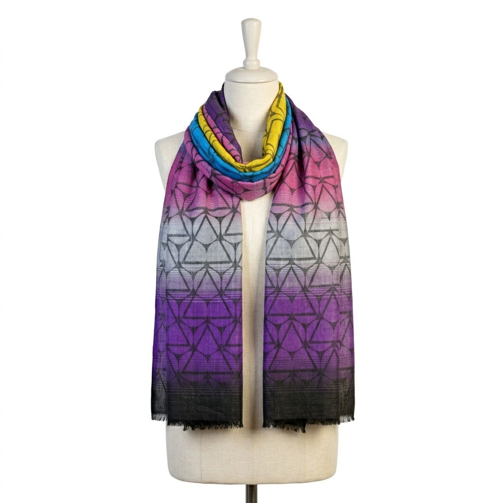 Black Purple Geometric Pattern Scarf
